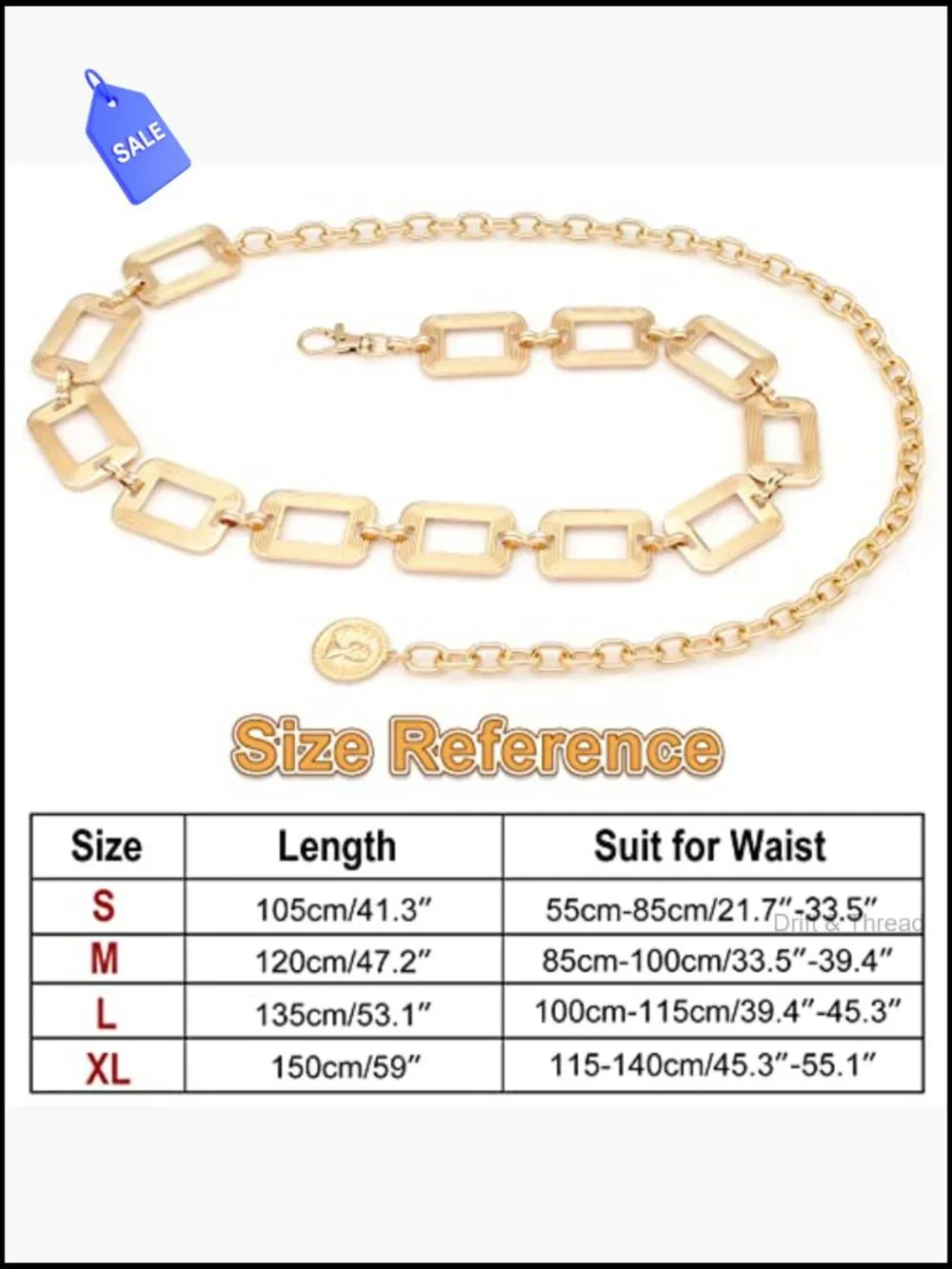 Chunky Link Chain Belt Waist Belt Metal Lobster Clasp Adjustable